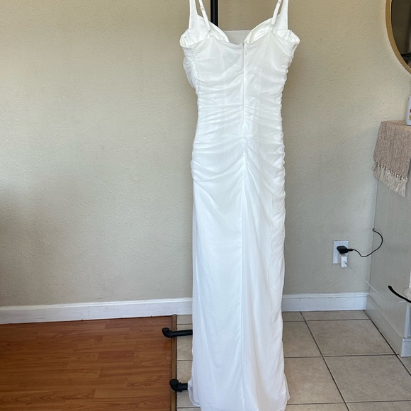 HOUSE OF CB Lini White Mesh Maxi Dress white ruched size S D-DD Plus cup NWOT - Picture 9 of 13